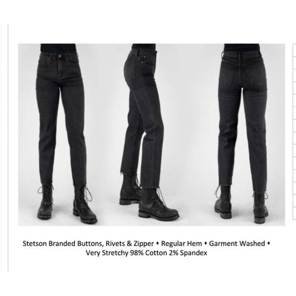 Stetson High Rise Straight Black Jeans Regular 14 - Picture 1 of 4